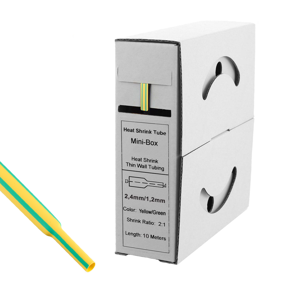 10m Heat-Shrink Tubing 2.4mm>1.2mm green/yellow