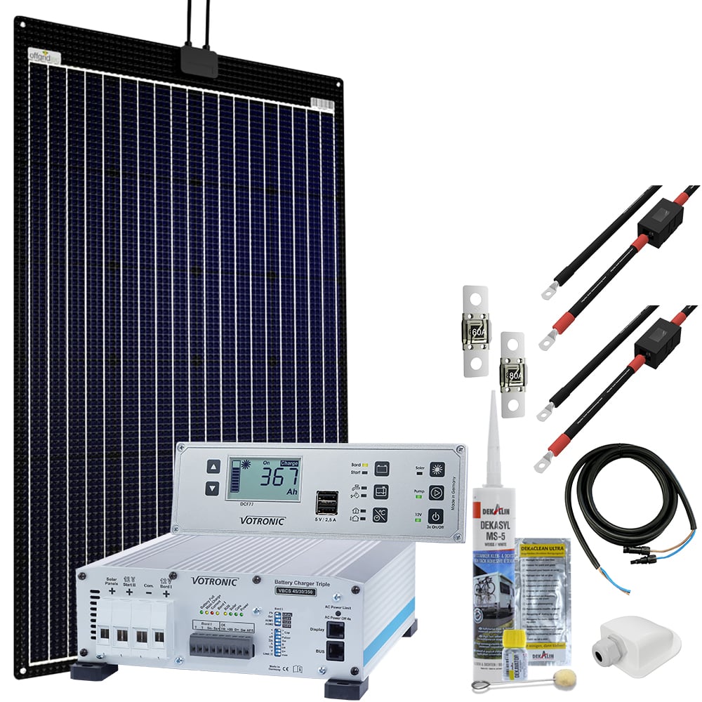 Offgridtec mTriple Flex L Wohnmobil Solaranlage mit 1 x 160W 45/30/350 VBCS  Triple Charger und 5748 VPC Jupiter Kombipanel - Modulleistung: 1 x 160W