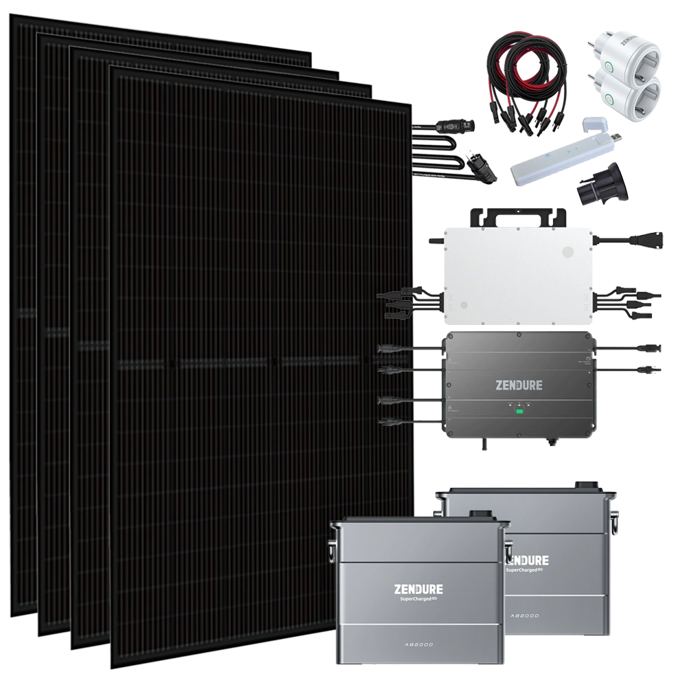 Zendure Solaranlage 3,84 kWh 1780W HMS-1600-4T DTU-Lite-S Trina Vertex-S+ 445 Mini-PV Hausnetz-Einspeisung