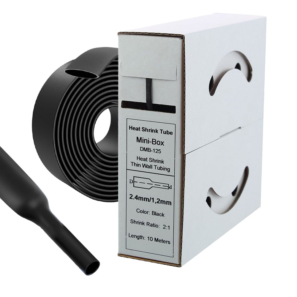 10m Shrink Tube 2,4mm>1,2mm black