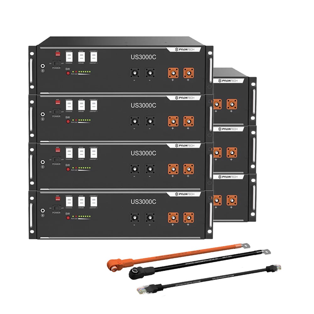 Pylontech 7x US3000C LiFePO4 Batterie 24,5kWh mit Wechselrichter-Anschlusskabelset