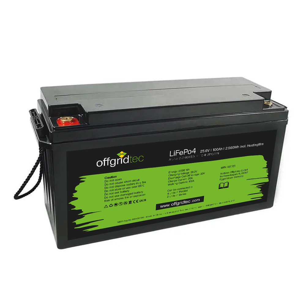 Offgridtec LifePO4 Akku 25,6/100 25,6V 100Ah mit BMS und Heizmatte 2560Wh