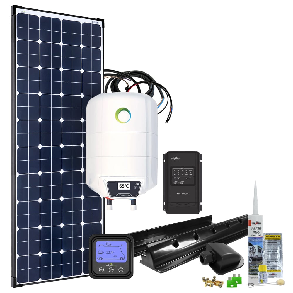 Offgridtec 150W MPPT 12V Wohnmobil Komplettset EBL-Option inkl. 10l Caravan Boiler