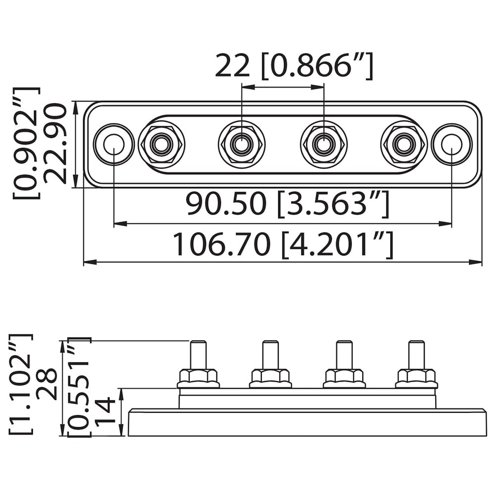 2X(12-V-Sammelschiene 6X5/16 Zoll (M8) Anschlussbolzen 12-Volt-Stromverteilerb3)