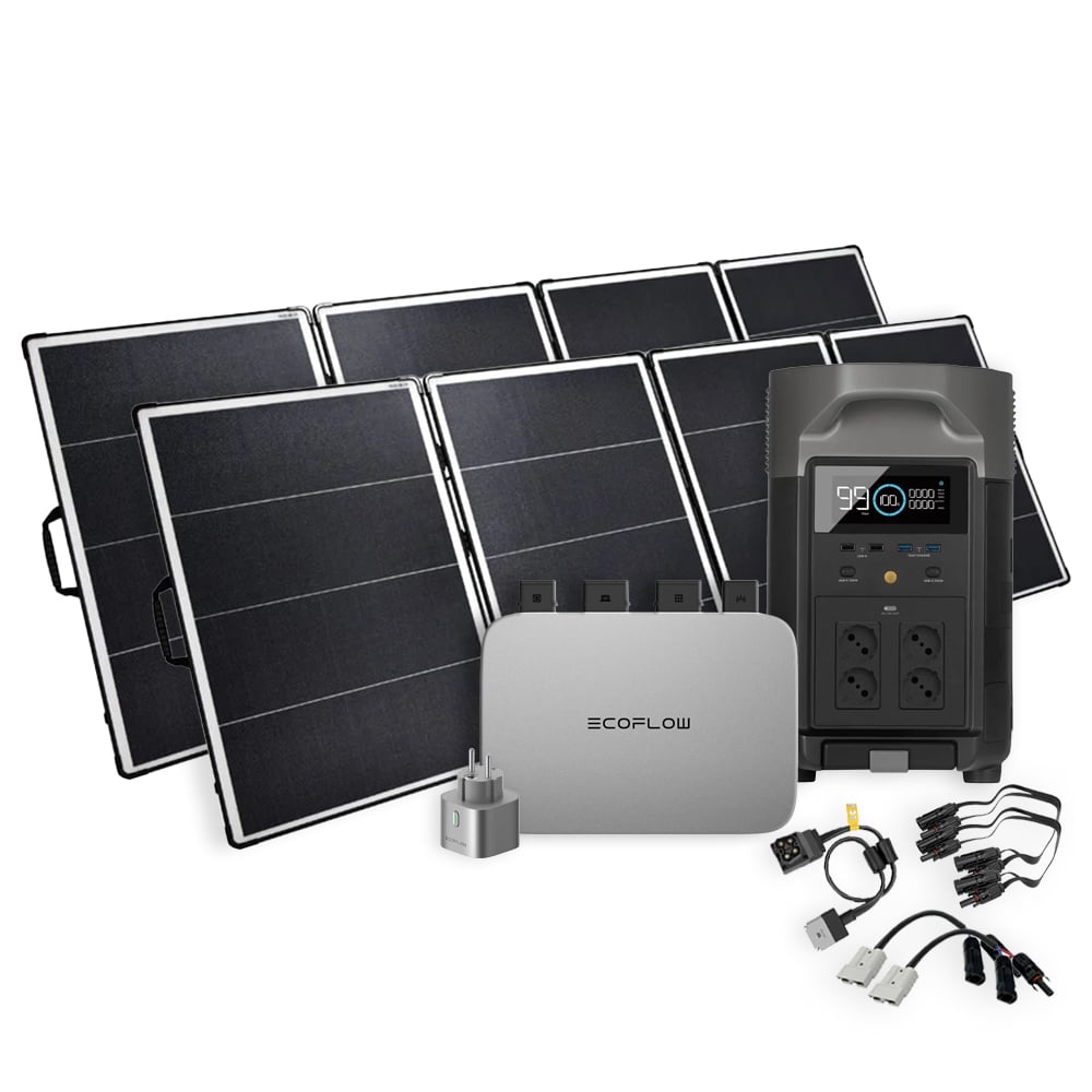 EcoFlow Powerstream 800W-System - Delta Pro Powerstation inkl. 2x  Offgridtec 400W Solarkoffer & Smart-Steckdose - Powerstation: Delta Pro