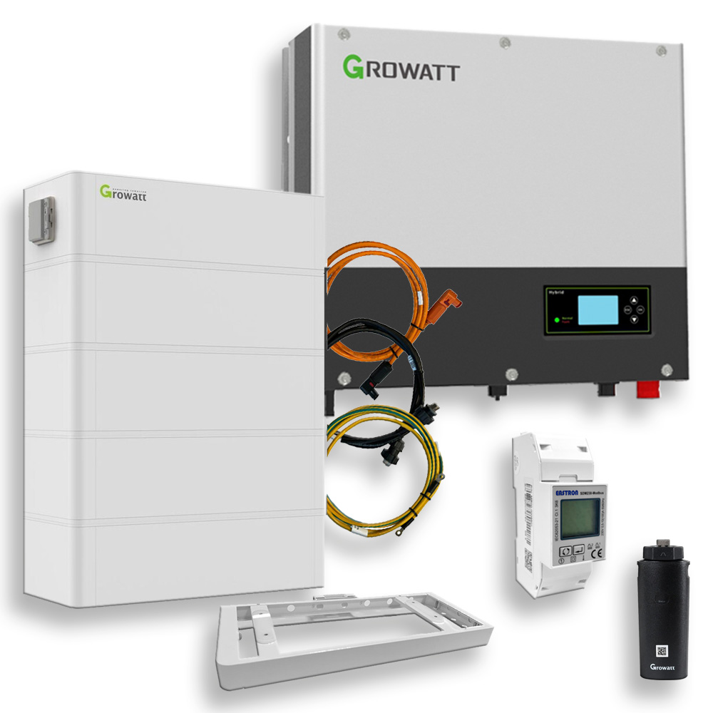 Growatt retrofit kit 10.24kWh for existing PV systems 3-phase SPA 5000 hybrid inverter LiFePO4 storage system