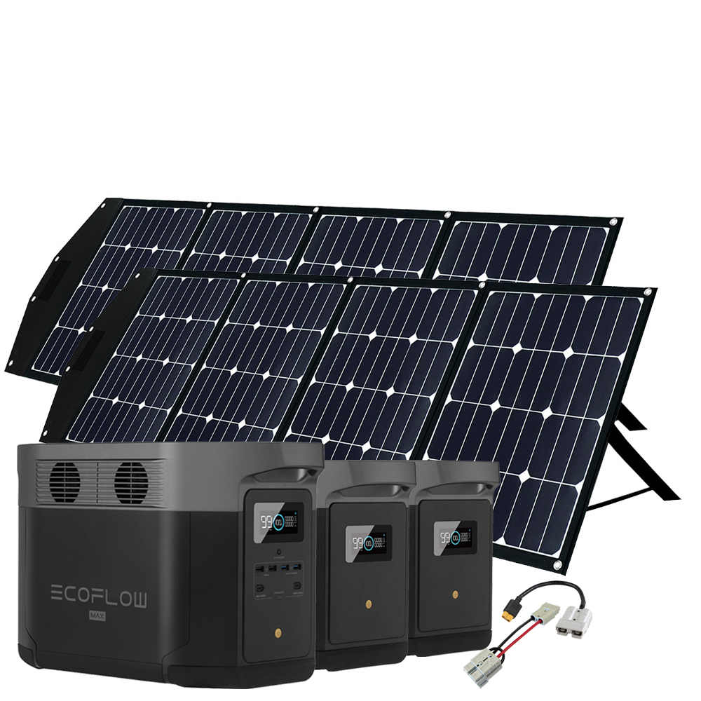 SparBundle EcoFlow Delta Max 1600 + 2 x 180W FSP-2 Offgridtec® Faltbares  Solarmodul + 2 x Delta Max Erweiterungsakku 2016Wh - Solarleistung: 2 x  180W FSP-2 Solarmodul
