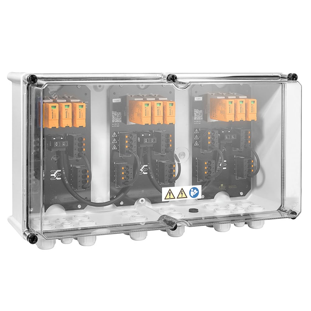 Weidmüller pv Next generator connection box for string inverters with 3 mppt dc 3i 3o