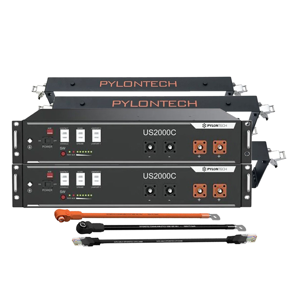 2x Pylontech us2000c LiFePO4 48v + brackets + connection cable 4.8kWh storage package