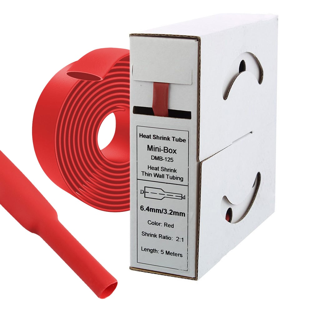 5m Shrink Tube 6,4mm>3,2mm red