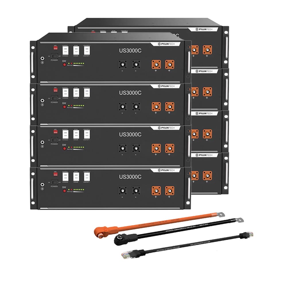 Pylontech 8x US3000C LiFePO4 Batterie 28kWh mit Wechselrichter-Anschlusskabelset