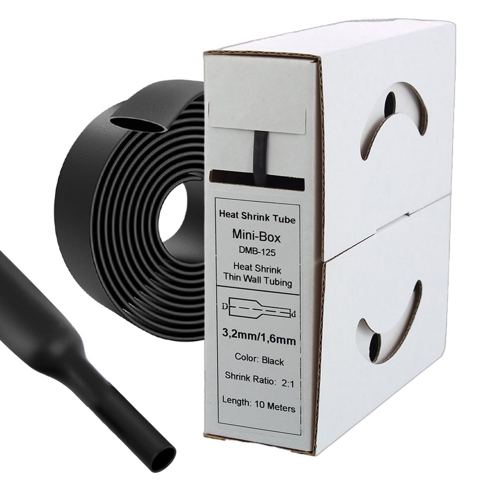 10m Shrink Tube 3,2mm>1,6mm black