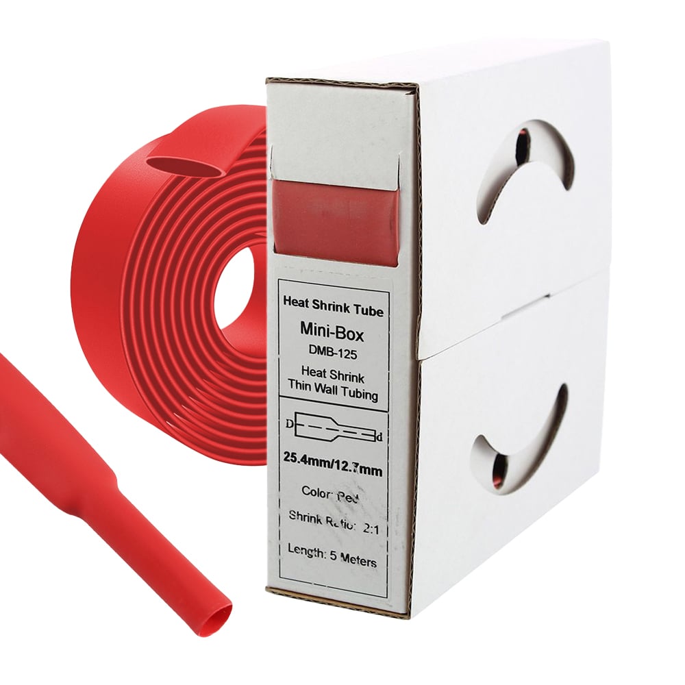 5m heat shrink tubing 25.4mm&gt;12.7mm red