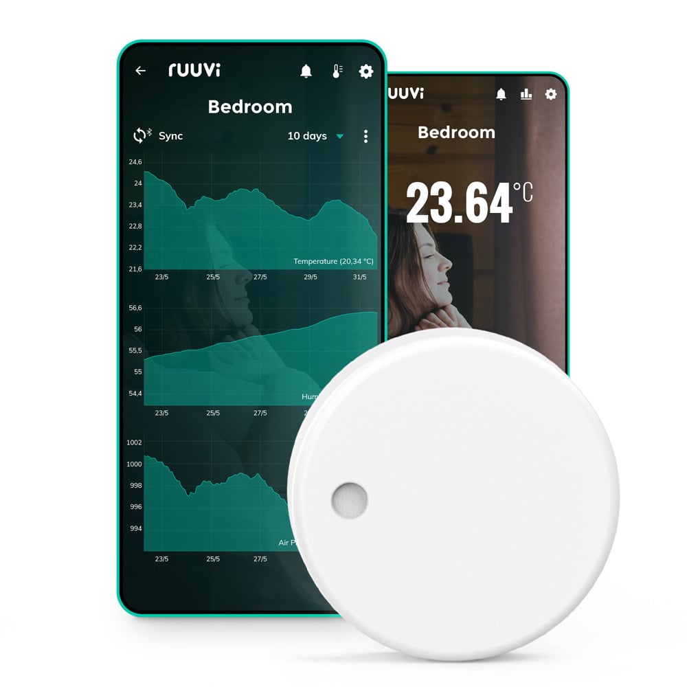 Ruuvi Tag 4in1 Bluetooth-Sensor für Temperatur, Feuchtigkeit, Luftdruck und Bewegung Smart-Messgerät