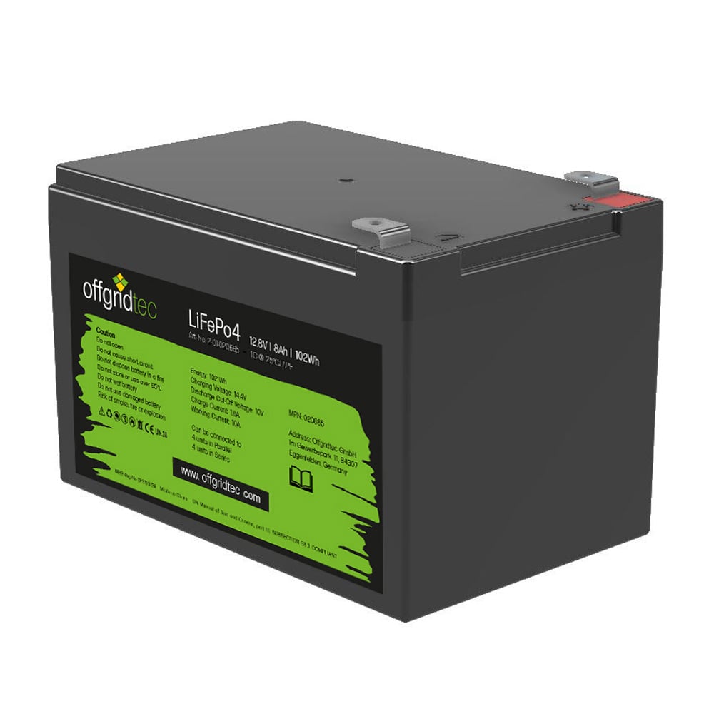 Offgridtec LifePo4 Akku 12/8 12,8V 8Ah BMS integriert 103Wh