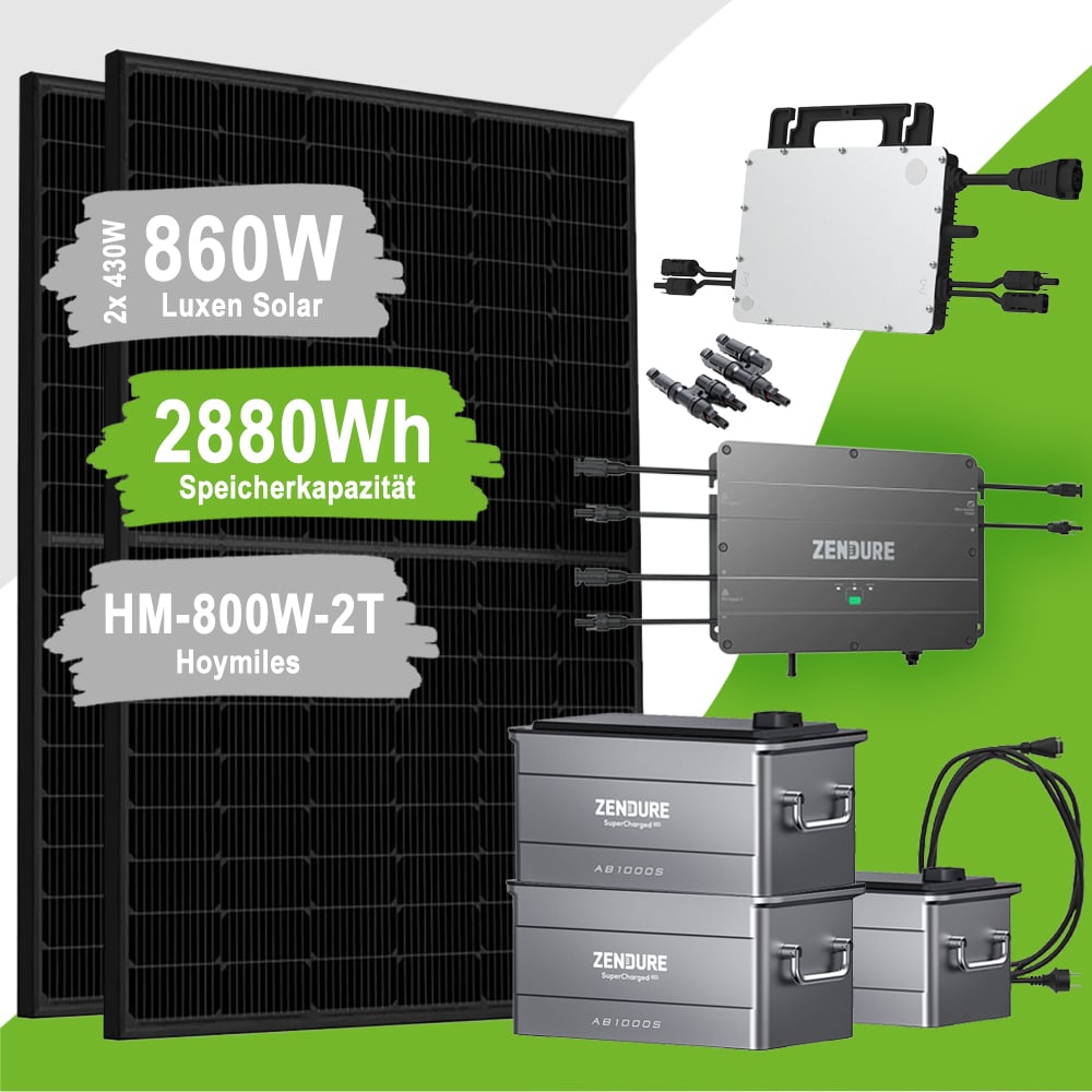 Offgridtec Balkonkraftwerk mit Speicher 860W HMS-800W-2T Zendure SolarFlow