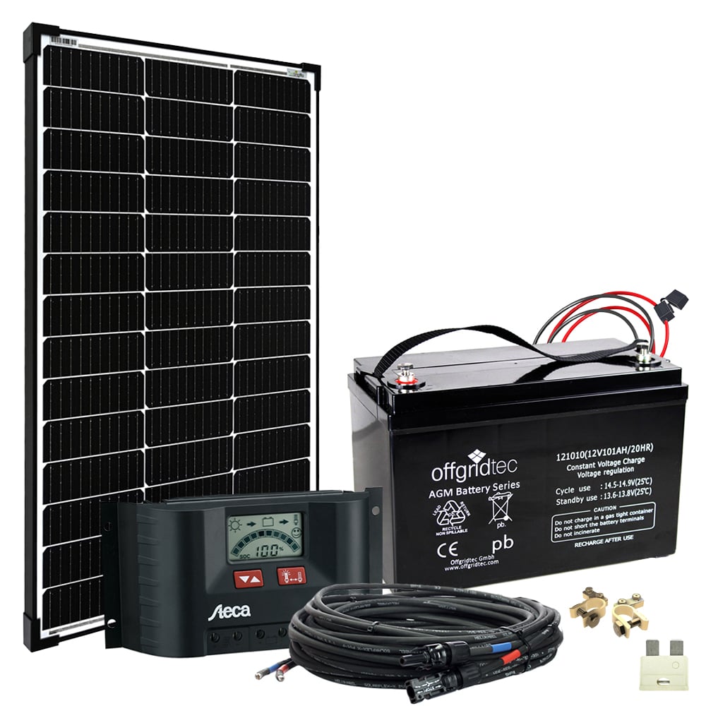 Offgridtec® 100 Watt SolaraSystème complet big-l 100w 101Ah 12v