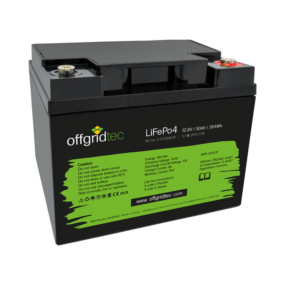 Offgridtec LifePo4 Akku 12/30 12,8V 30Ah BMS integriert 384Wh