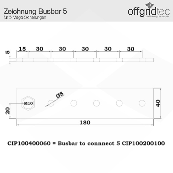 Offgridtec BusBar Box 4 x M8 Anschlussbolzen inkl. Abdeckung und  Befestigun, 48,18 €